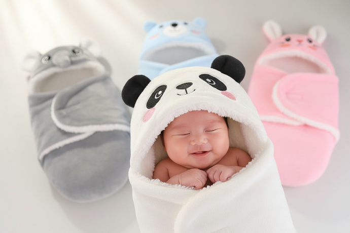 Baby im PinkyCocoon Schlafsack mit allen 4 Varianten